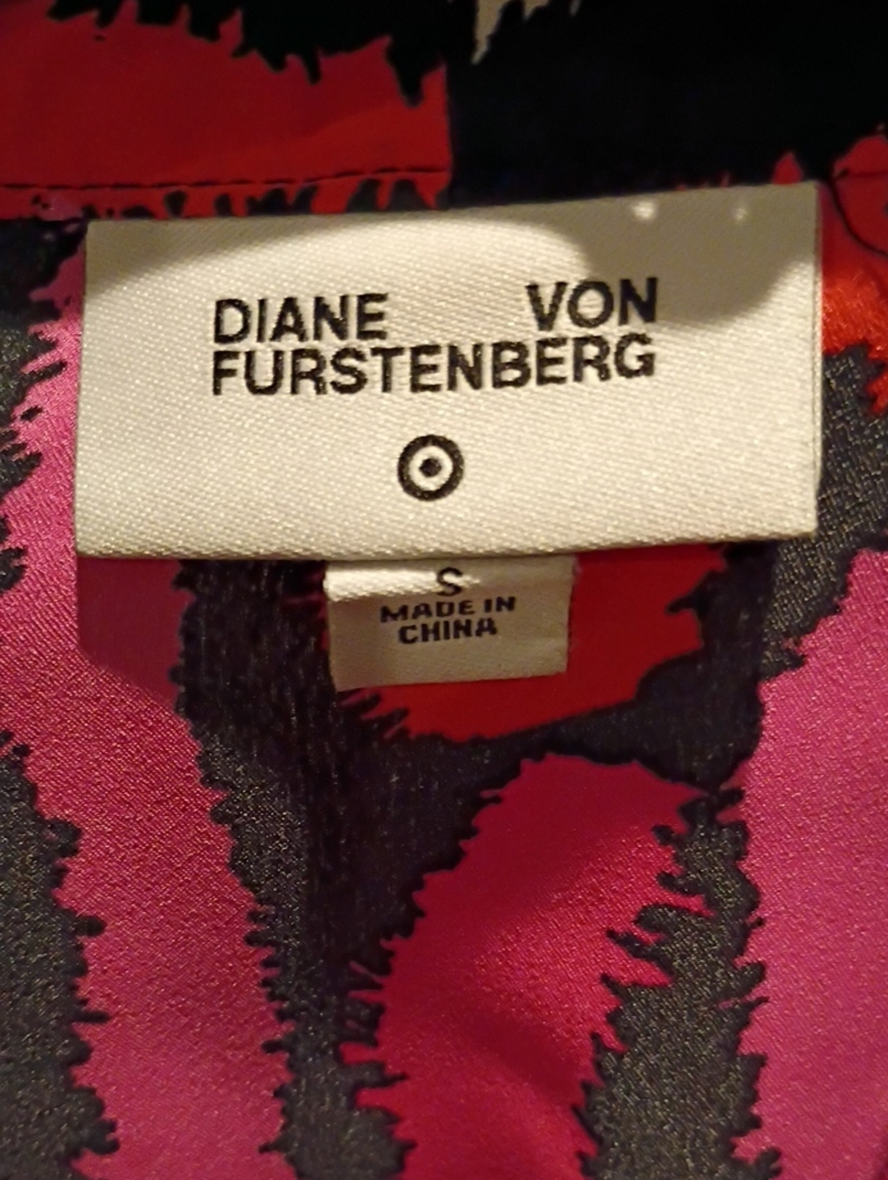 Diane Von Furstenberg Pink, White, Orange and Black Abstract Print Robe